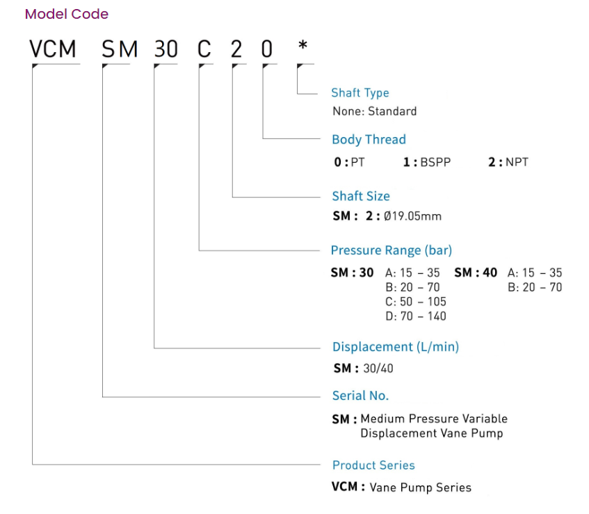 VCM-SF-30B-20 Camel CML Hydraulic Variable Vane Pump